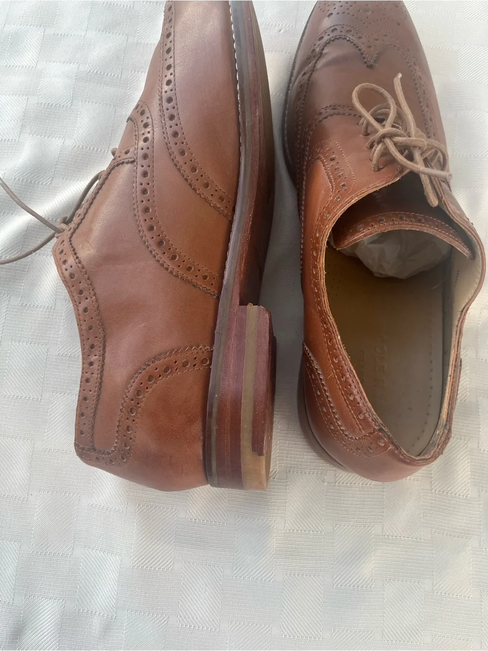 Cole Haan Men's Tan Leather Wingtip Oxfords